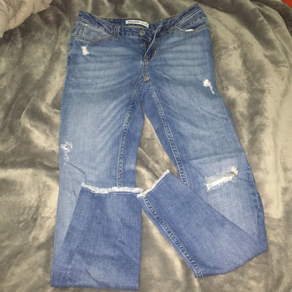 Zara high waisted distressed jeans